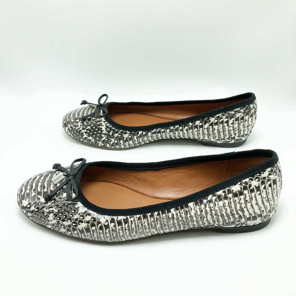 Coach Flat Animal Print Black & White Bow (SH54) - Picture 3 of 6